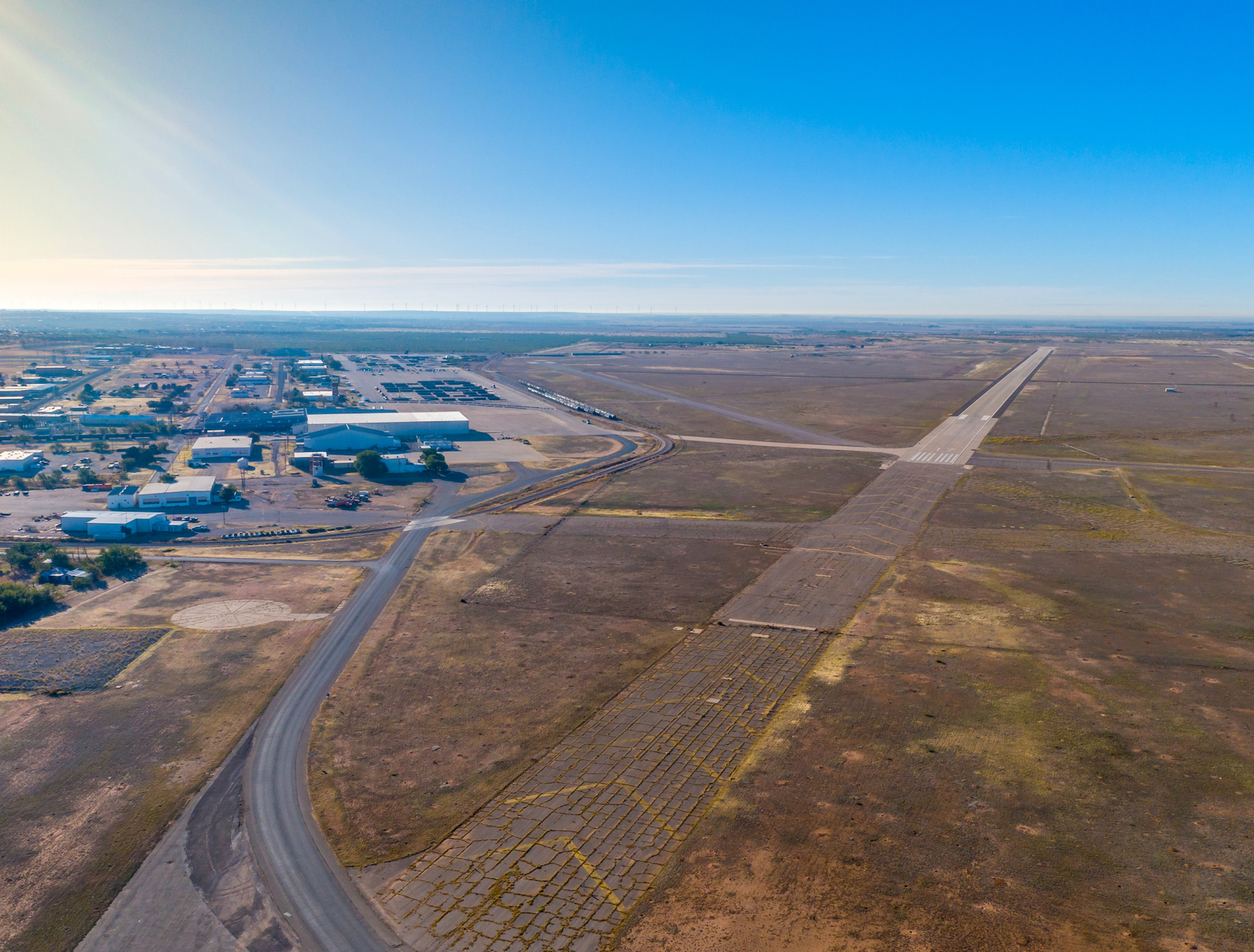 Aerial shot of the airport runway